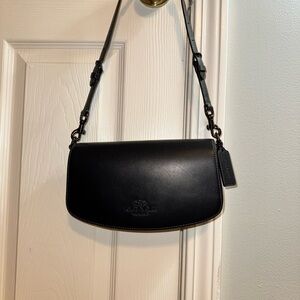 Coach Andrea Shoulder Bag Black Leather